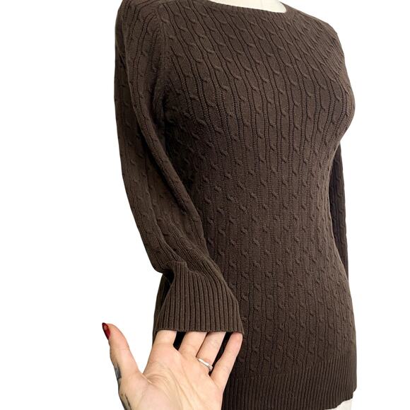 Beautiful VIntage 2000's Gap Brown Autumn Cable Knit Sweater - Picture 2 of 14